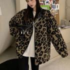 Leopard Fleece Long-sleeve Jacket