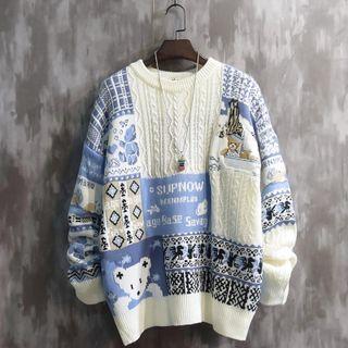 Print Panel Sweater / Shirt / Set