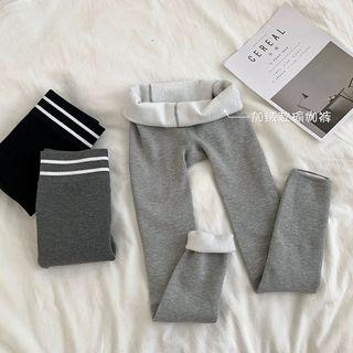 Contrast Stripe Fleece-lined Leggings