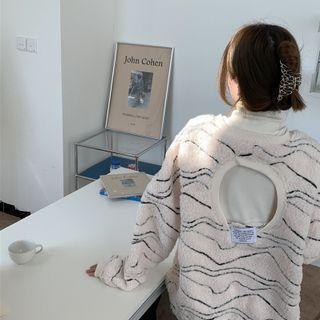 Open-back Print Sweatshirt White - One Size