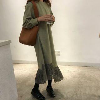 Mock-two Long-sleeve Loose-fit Dress