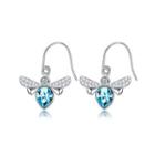 Fashion Elegant Little Bee Earrings With Blue Austrian Element Crystal Silver - One Size