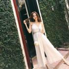 Lace Trim Cropped Wide-leg Spaghetti Strap Jumpsuit