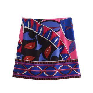Retro Print Mini Pencil Skirt