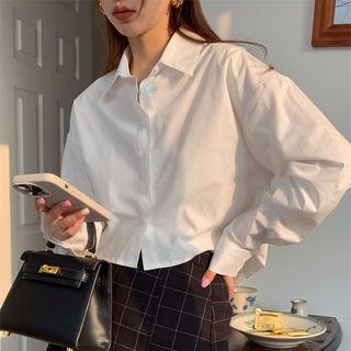 Long-sleeve Slit Asymmetrical Shirt
