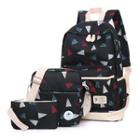 Set Of 3: Triangle Print Backpack + Crossbody Bag + Zip Pouch