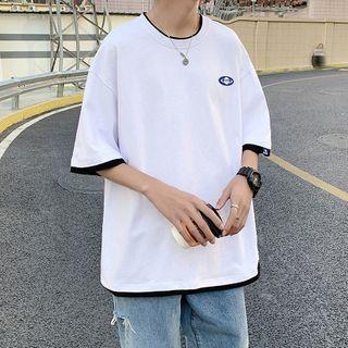 Short-sleeve Mock Two-piece Logo T-shirt