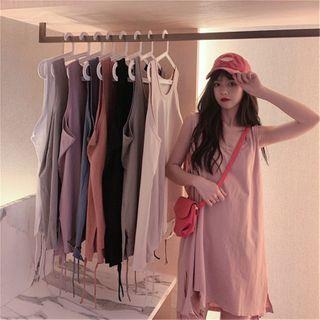 Distressed Hem Sleeveless Long Top