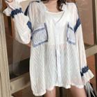 Bell-sleeve Color Block Blouse