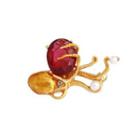 Fashion And Creative Plated Gold Octopus Brooch With Red Cubic Zirconia And Imitation Pearls Golden - One Size