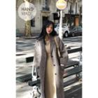 Herringbone Wool Blend Coat With Sash