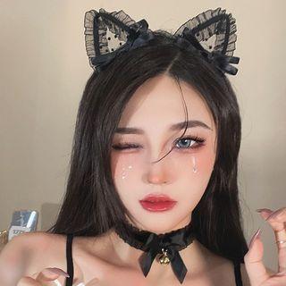 Lace Cat Ear Headband / Bell Choker / Set