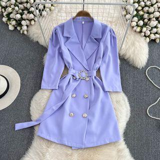 Elbow Sleeve Double Breasted Blazer Dress