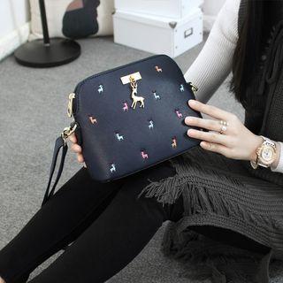 Deer Embroidered Bowler Bag