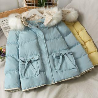 Faux Fur-trim Hooded Padded Coat In 5 Colors