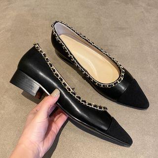 Genuine Leather Low-heel Pumps