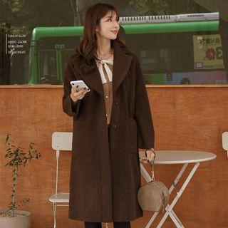 Hidden-button Sherpa-fleece Coat