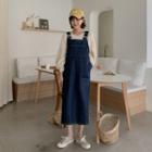 Stitched Long Denim Overall Dress