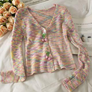 Cherry-accent Button-up M Lange Knit Top As Figure - One Size