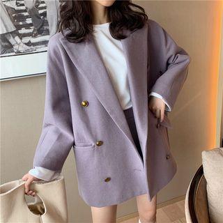 Double-breasted Blazer / Mini A-line Pleated Skirt