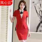 Short-sleeve Blazer / Set: Blazer + Dress Pants / + Skirt / + Striped Short-sleeve Dress Shirt