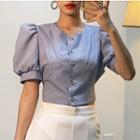 Single-breasted Open Back Tie Waist Crop Blouse