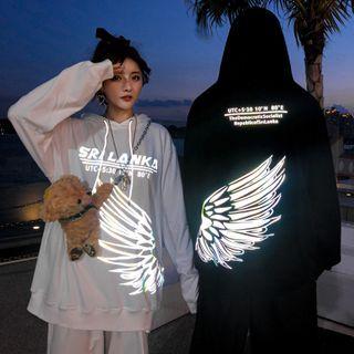 Reflective Wing Lettering Hooded Sweatpants