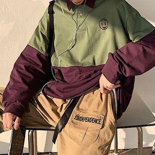Two-tone Polo Neck Sweatshirt