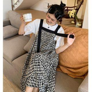 Elbow-sleeve T-shirt / Sleeveless Pattern Dress