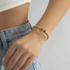 Heart Bead Alloy Bracelet 3469 - Gold - One Size