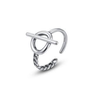 925 Sterling Silver Simple Fashion Geometric Circle Adjustable Open Ring Silver - One Size