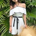 Contrast Trim Cold Shoulder Wide Leg Playsuit