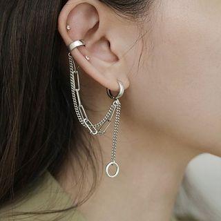 925 Sterling Silver Chain Dangle Earring 1 Pc - Silver - One Size