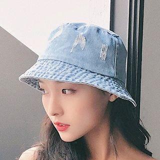 Ripped Denim Bucket Hat