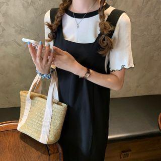 Sleeveless Plain Split Hem Dress Black - One Size