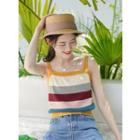 Striped Knit Camisole Top Stripe - Yellow & Gray & Red - One Size