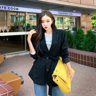 Single-breasted Tailored Blazer With Sash