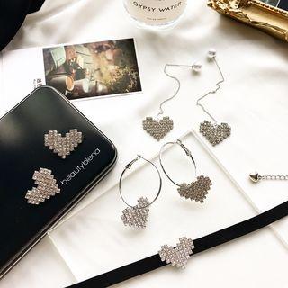 Rhinestone Heart Earring / Necklace