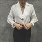 Plain Notch Lapel Chiffon Shirt