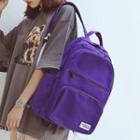 Canvas Two Zippers Plain Backpack