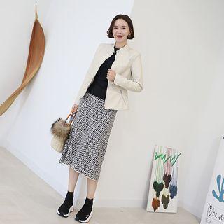 Stand-collar Zipped Pleather Jacket