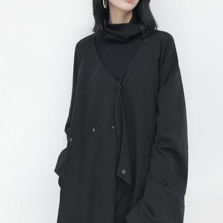 Cuff-details Collarless Light Jacket