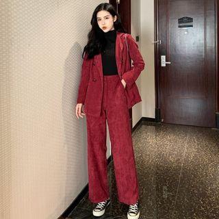 Button Blazer / Wide Leg Pants / Mini A-line Skirt