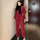 Button Blazer / Wide Leg Pants / Mini A-line Skirt