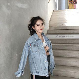 Chest Pocket Denim Jacket Light Blue - One Size