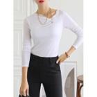 Cowl-neck Slim-fit Silky Top