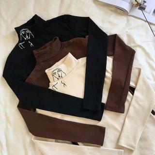 Cartoon Mock-neck Long-sleeve Top