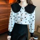 Frill Trim Dotted Blouse
