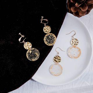 Gold Leaf Disc Dangle Earring