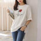 Rose Print Dip-back T-shirt